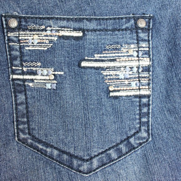 Rockin C Easy Fit Bling Embellished Blue Wash Skinny Jean, Size 31 (31/3… - Picture 5 of 7